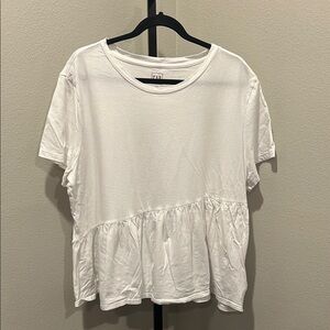 GAP White Asymmetrical Ruffled Blouse NWOT